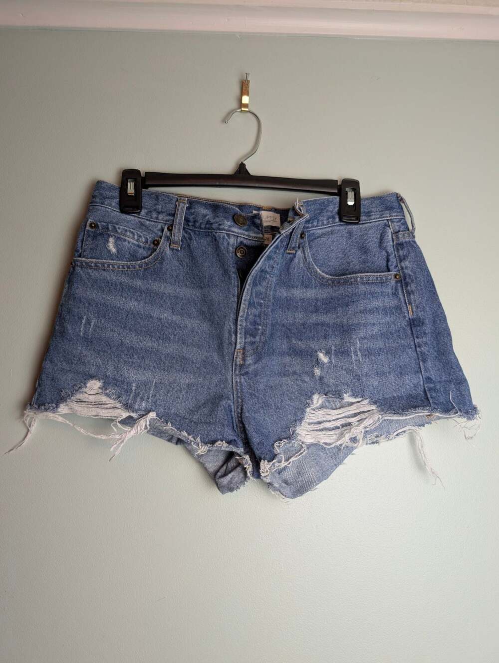 Z Supply Denim Distressed Raw Hem Denim Cutoff Shorts Size 28